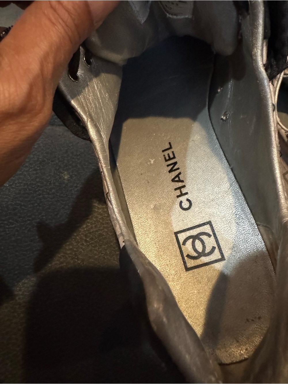 Vintage Chanel Sport Line Zip-up and Tie-up Sneakers in Black & Pink Sz 9 - Picture 10 of 14